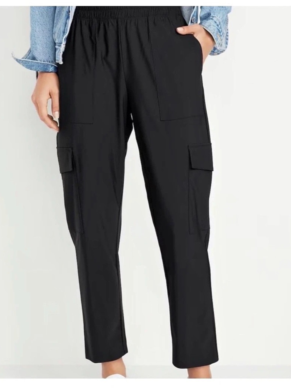 Old Navy High-Waisted StretchTech Cargo black Ankle Pants Black- size XS petite